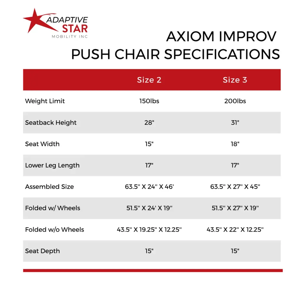 Adaptive Star Improv Push Chair Speecifications