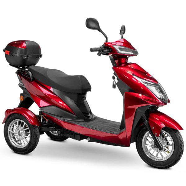 Bespoke Regal Full Size 3-Wheel Mobility Scooter in Red / Black (Standard) / Chrome (Standard) | Dignity Mobility