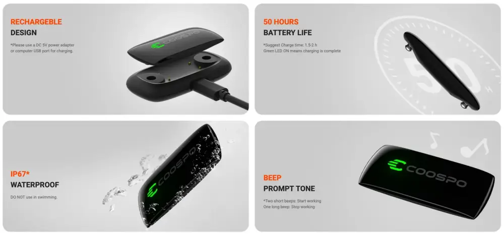 Coospo H9Z Chest Heart Rate Monitor detail