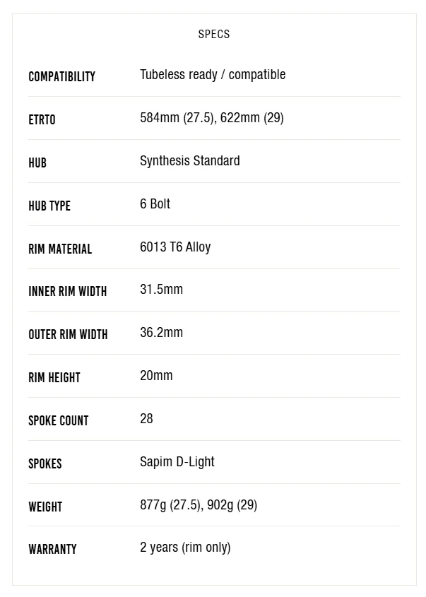 Crankbrothers Synthesis Enduro Alloy Wheels 29 - OEM detail