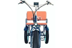 EVRYjourney 750W Electric Tricycle Rickshaw with classic navy alloy frame offering easy access.