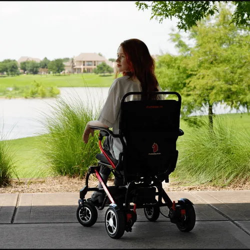 Forcemech Carbon F1 wheelchair lakeside outdoor scene