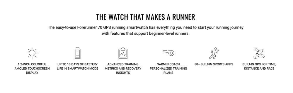 Garmin Forerunner 70 GPS sports Watch detail