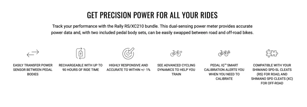 Garmin Rally RS210 and XC210 Dual-Sensing Power Meter Pedals Bundle detail