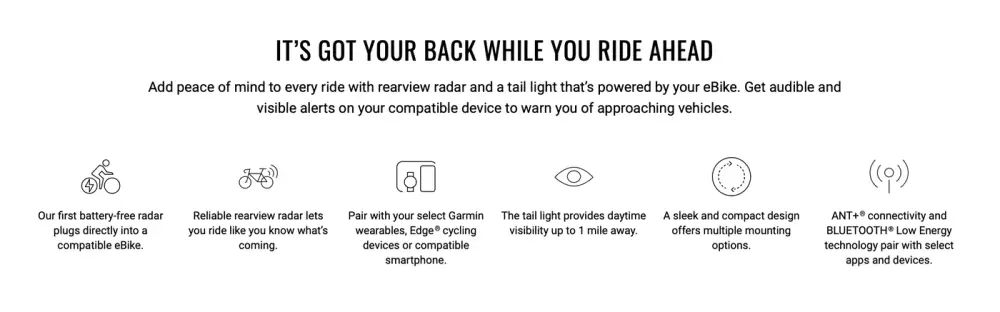 Garmin Varia eRTL615 Radar And Tail Light detail