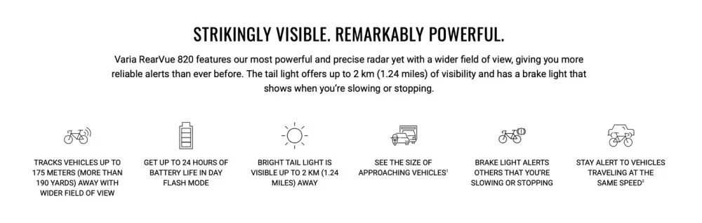 Garmin Varia RearVue 820 Radar Tail light detail