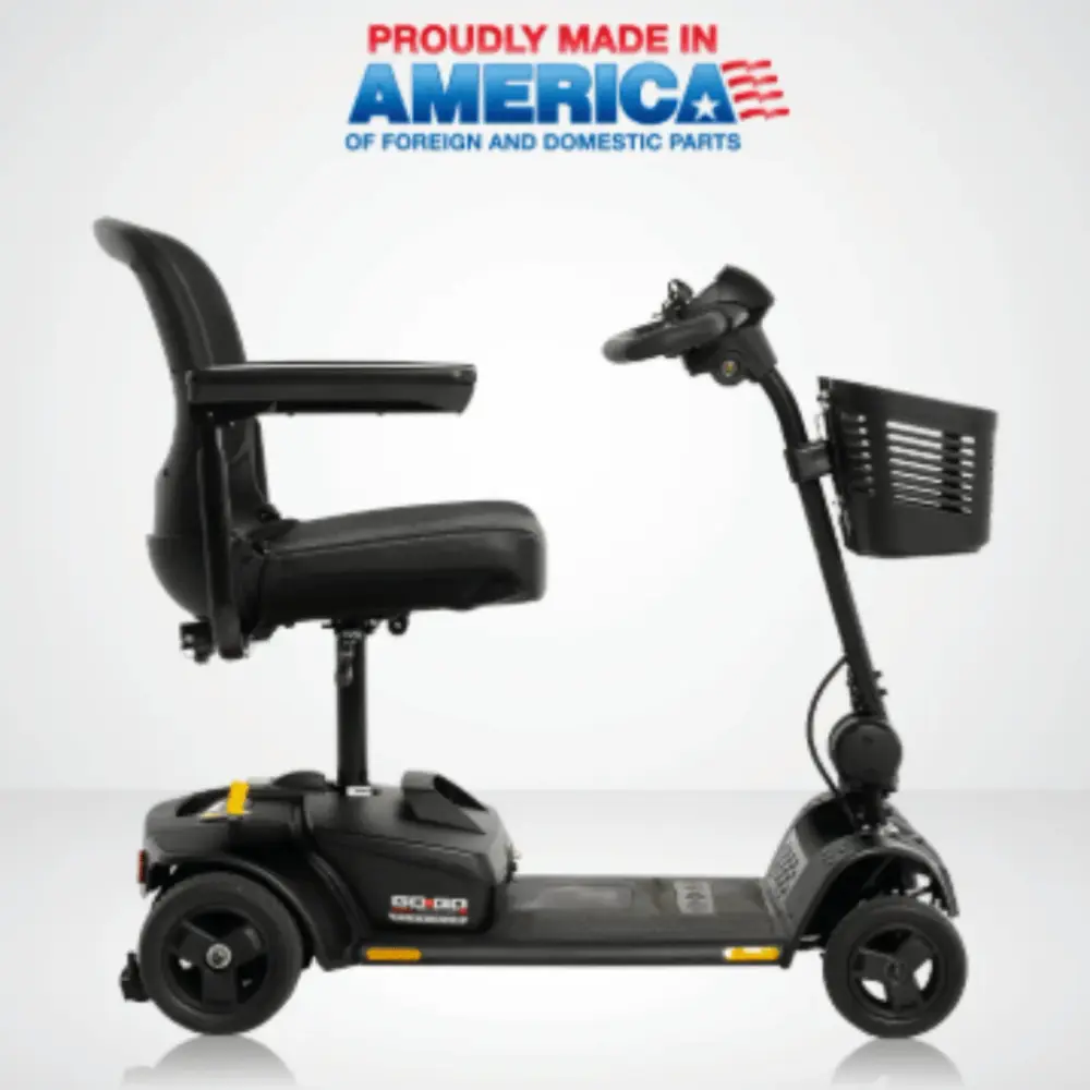 Pride Go Go® Elite Traveller® 4-wheel Travel Scooter in Black / 12 AH Battery | Dignity Mobility
