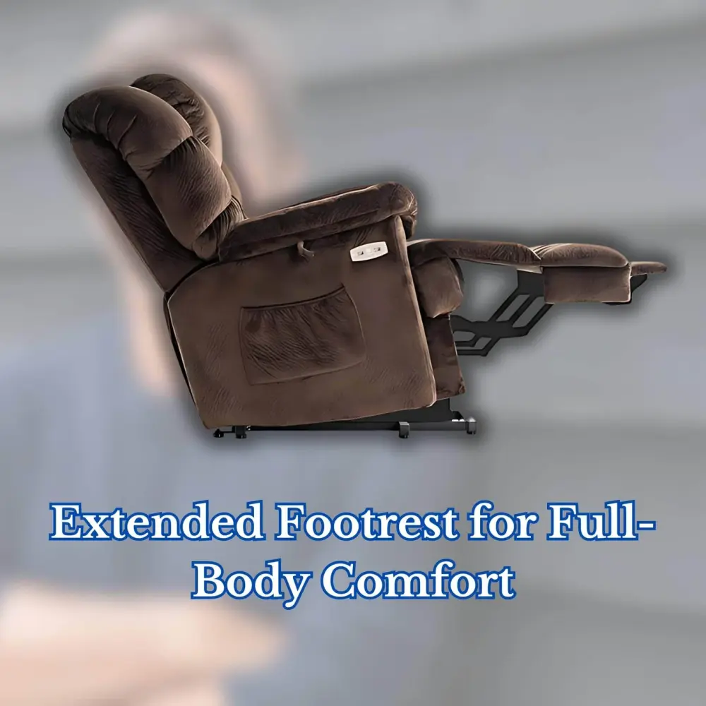 MCombo Dual Motor Power Lift Recliner Chair Sofa: Extended Footrest for Full-Body Comfort