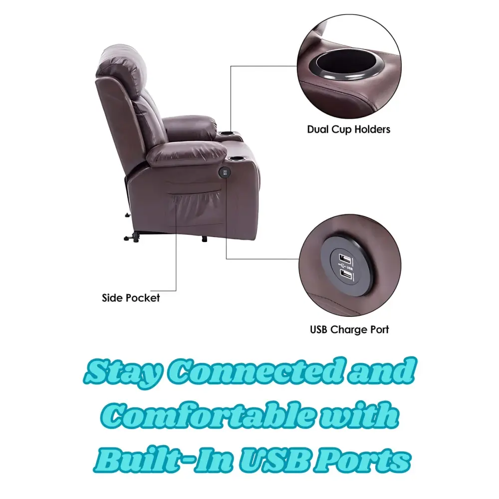 MCombo Large Power Lift Recliner Chair: Stay Connected and Comfortable with Built-In USB Ports