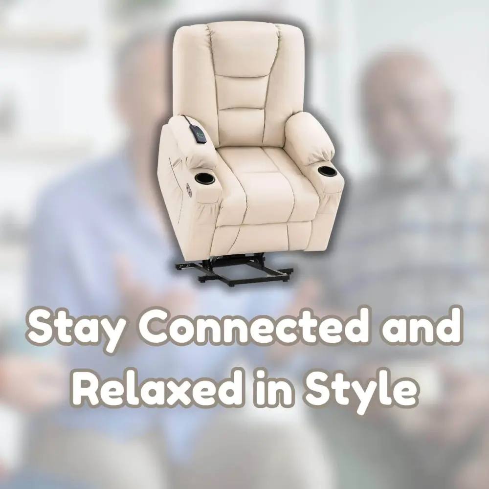 MCombo Power Lift Recliner Chair Massage and Heat: Stay Connected and Relaxed in Style