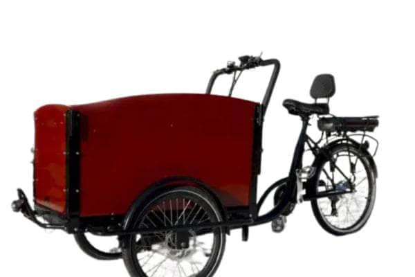 Side view of the Mobility Star Classic Electric Dutch Cargo Tricycle showcasing its ergonomic design and comfort features.