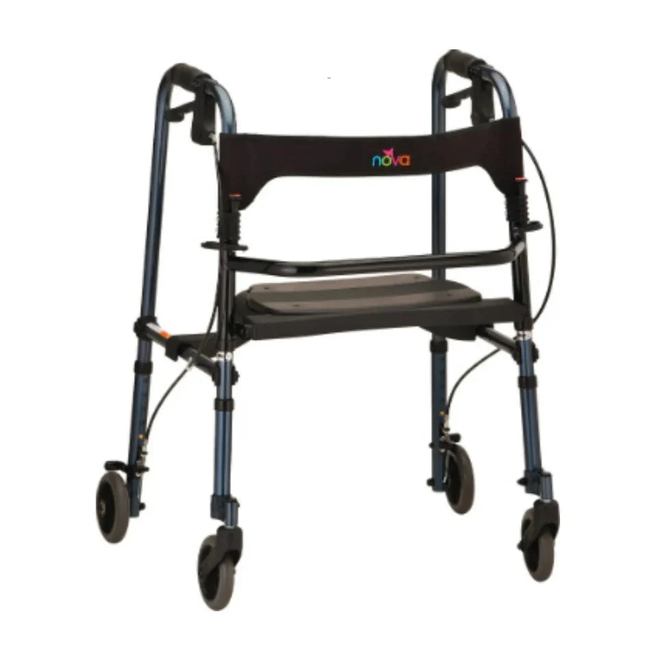 Nova Medical Cruiser De-Light Hybrid Walker Rollator with Seat in Blue / Without Basket | Dignity Mobility