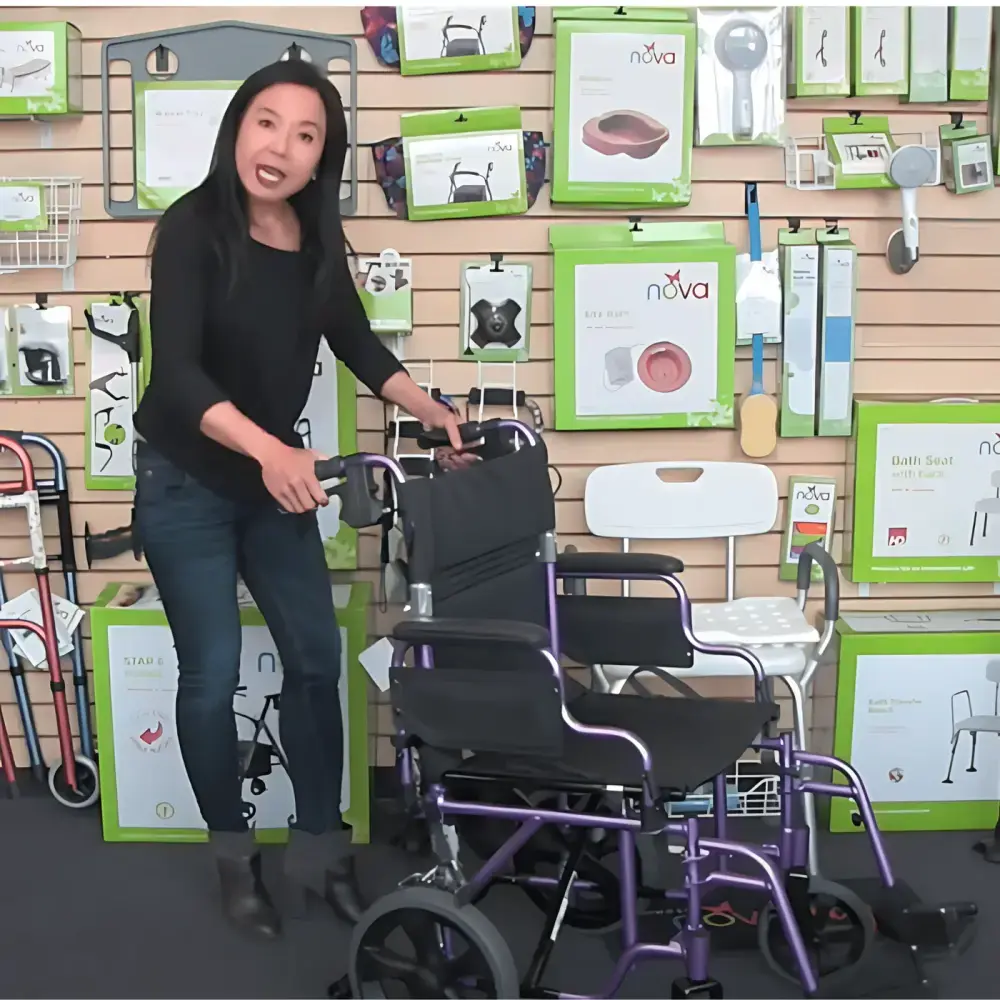 Nova Medical Lightweight Transport Chair with 12” Rear Wheels (NV-353B) detail
