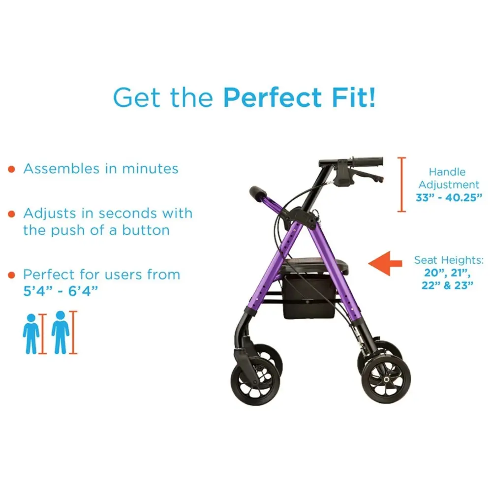 Nova Medical Star HD Bariatric Rollator Walker with Extra Wide Padded Seat detail