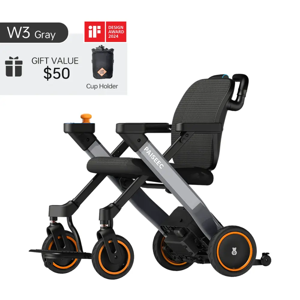 Paiseec 3-in-1 Electric Wheelchair W3 in Grey / Right Hand | Dignity Mobility