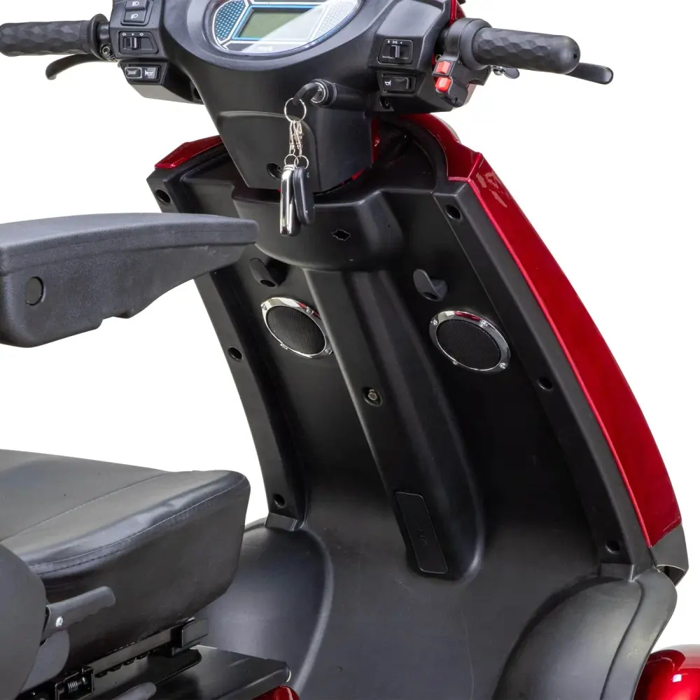 Red Elephant Mobility Scooter tiller with LED lighting and controls