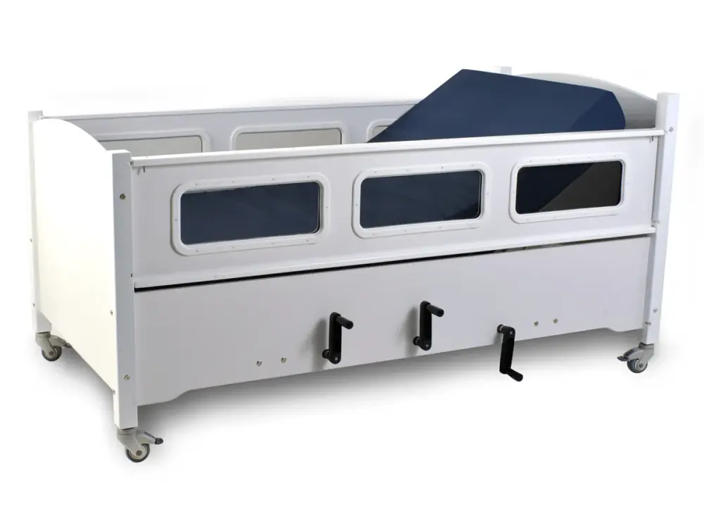 Adjustable pediatric bed with safety features and storage drawers for children