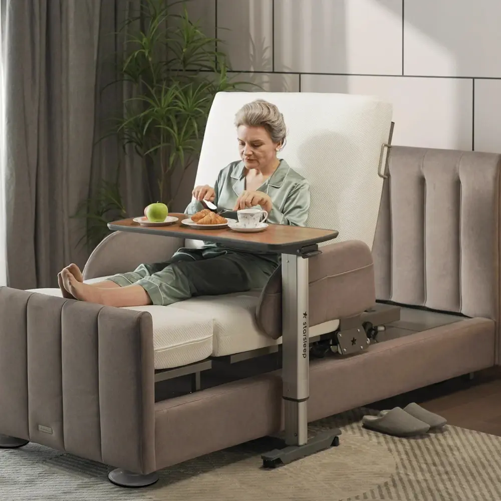 Motion Bed-Side Table 66 lb weight capacity holding meal and laptop