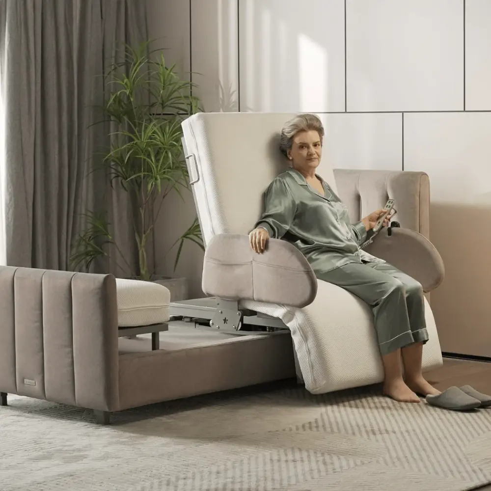 StarSleep Orin bed showing side rails and safety support for fall prevention