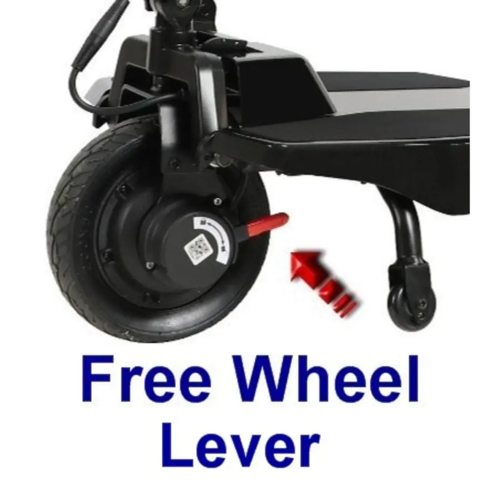 Super Light Flight Folding Mobility Scooter Yellow Open Box detail